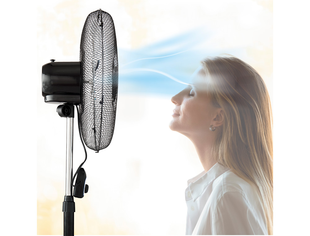 VENTILADOR DE PIE AVANT 3 VELOCIDADES CABEZAL RECLINABLE OSCILANTE 120 DIAMETRO 450 MM COLOR NEGRO