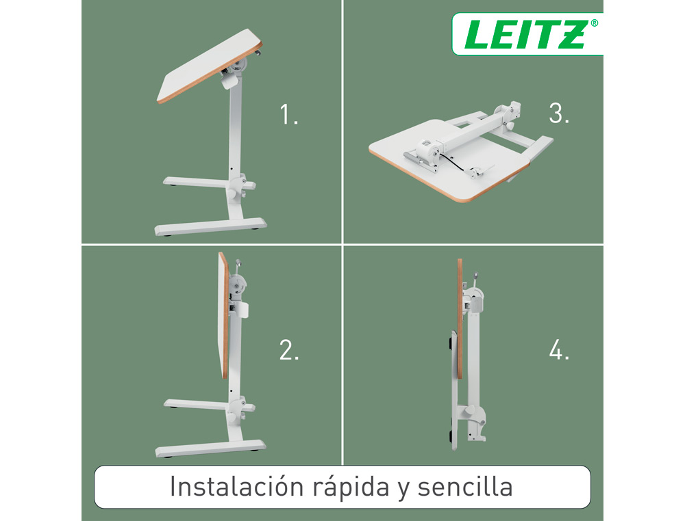 MESA LEITZ ERGO PEQUEÑA PLEGABLE REGULABLE EN ALTURA HASTA 109 CM COLOR BLANCO 460X740X650 MM