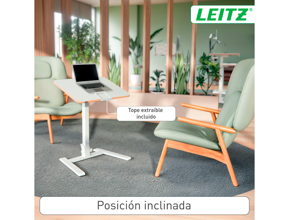 MESA LEITZ ERGO PEQUEÑA PLEGABLE REGULABLE EN ALTURA HASTA 109 CM COLOR BLANCO 460X740X650 MM