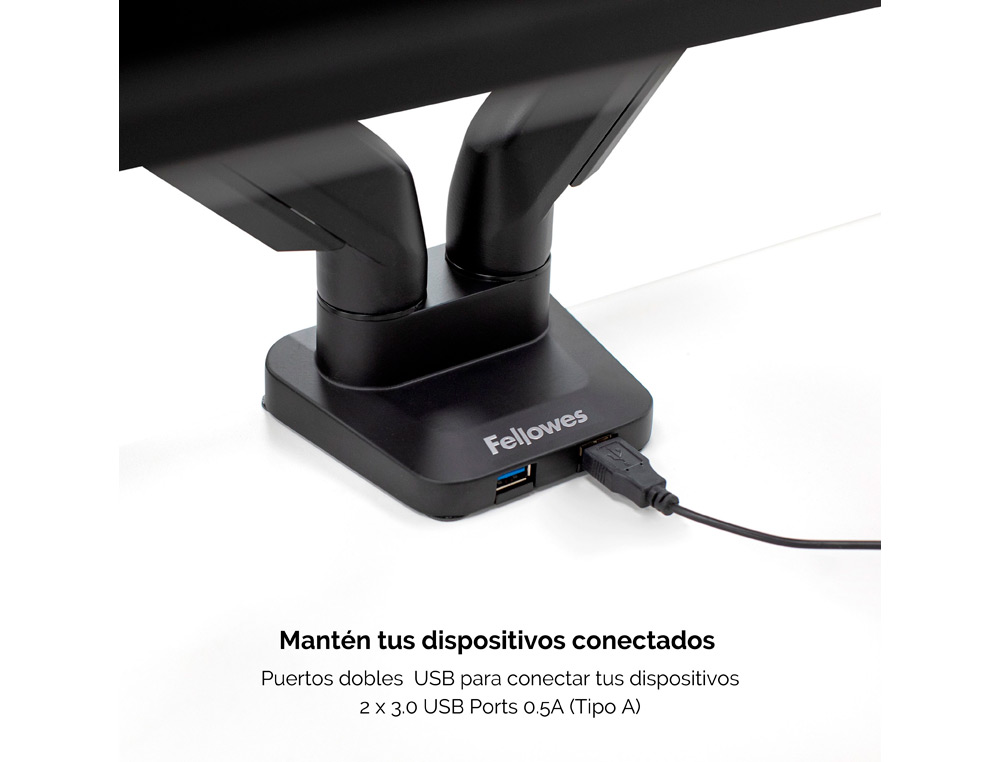 BRAZO PARA MONITOR FELLOWES PLATINUM AJUSTABLE EN ALTURA PARA DOS PANTALLAS NORMATIVA VESA HASTA 10 KG NEGRO