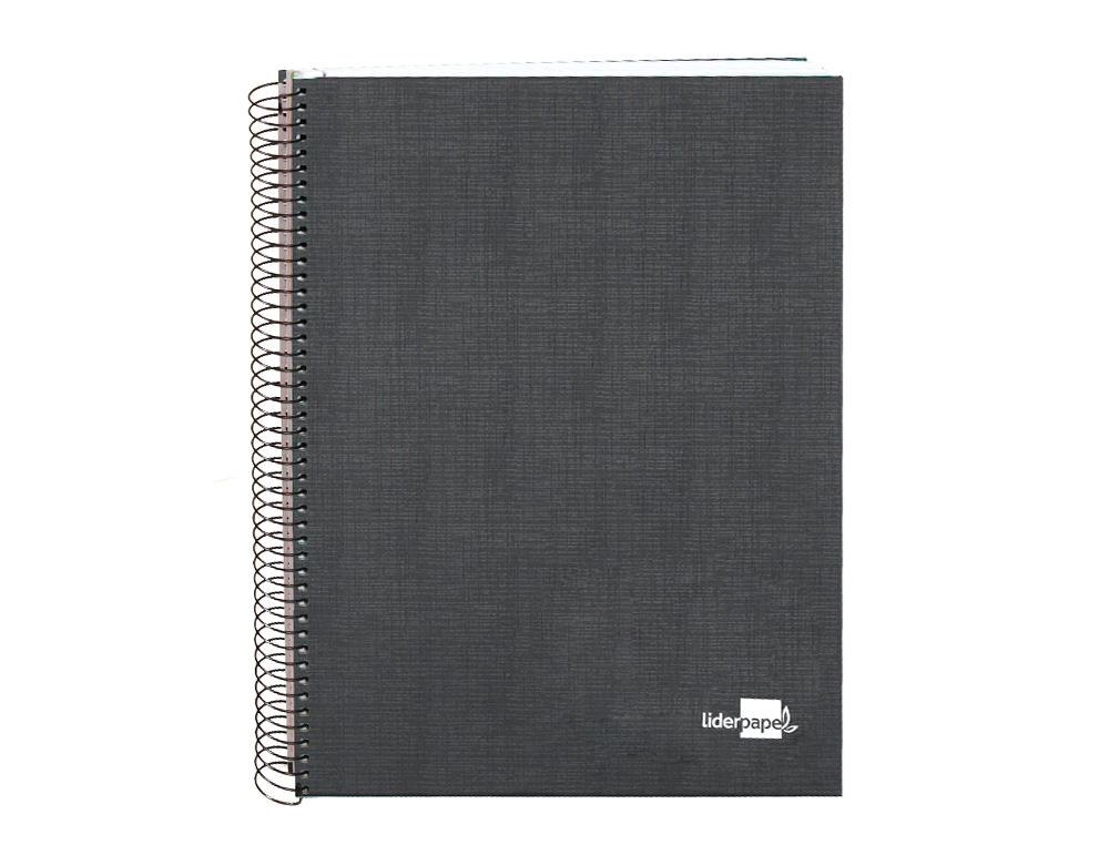 CUADERNO ESPIRAL LIDERPAPEL A5 MICRO PAPERCOAT TAPA FORRADA 140H 75GR CUADRO5MM 5 BANDA S 6 TALADROS NEGRO