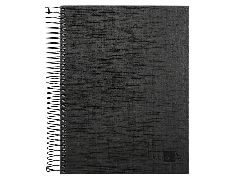 CUADERNO ESPIRAL LIDERPAPEL A5 MICRO PAPERCOAT TAPA FORRADA 140H 75GR CUADRO5MM 5 BANDA S 6 TALADROS NEGRO