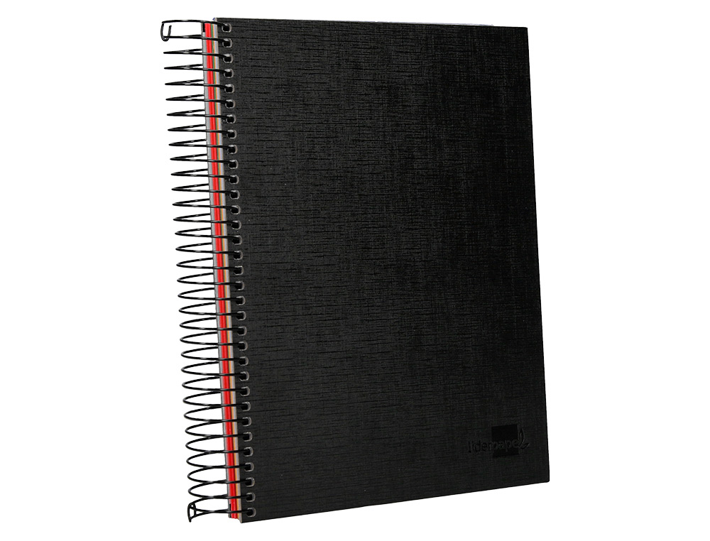 CUADERNO ESPIRAL LIDERPAPEL A5 MICRO PAPERCOAT TAPA FORRADA 140H 75GR CUADRO5MM 5 BANDA S 6 TALADROS NEGRO