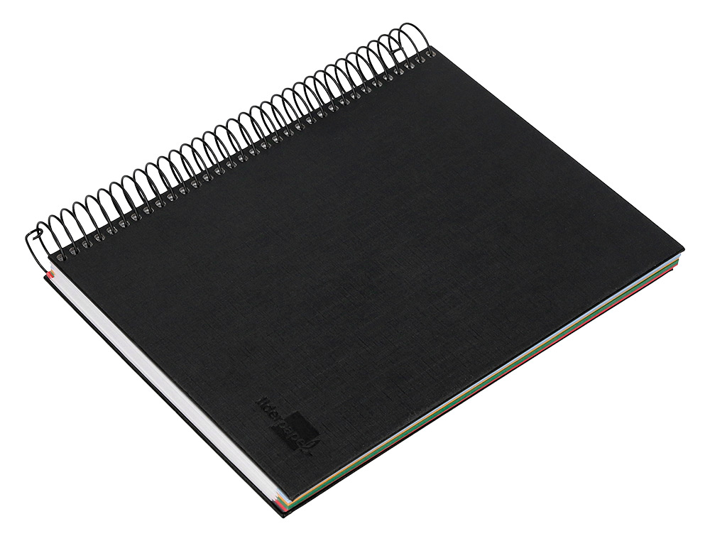 CUADERNO ESPIRAL LIDERPAPEL A5 MICRO PAPERCOAT TAPA FORRADA 140H 75GR CUADRO5MM 5 BANDA S 6 TALADROS NEGRO