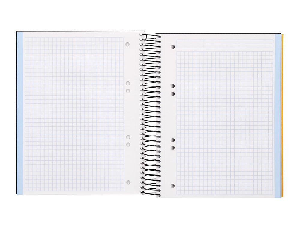 CUADERNO ESPIRAL LIDERPAPEL A5 MICRO PAPERCOAT TAPA FORRADA 140H 75GR CUADRO5MM 5 BANDA S 6 TALADROS NEGRO