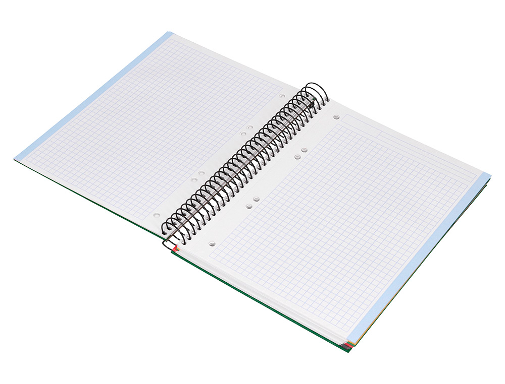 CUADERNO ESPIRAL LIDERPAPEL A5 MICRO PAPERCOAT TAPA FORRADA 140H 75GR CUADRO5MM 5 BANDA S 6 TALADROS VERDE