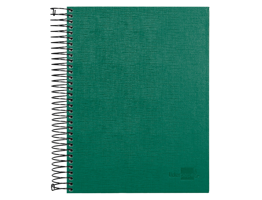 CUADERNO ESPIRAL LIDERPAPEL A5 MICRO PAPERCOAT TAPA FORRADA 140H 75GR CUADRO5MM 5 BANDA S 6 TALADROS VERDE