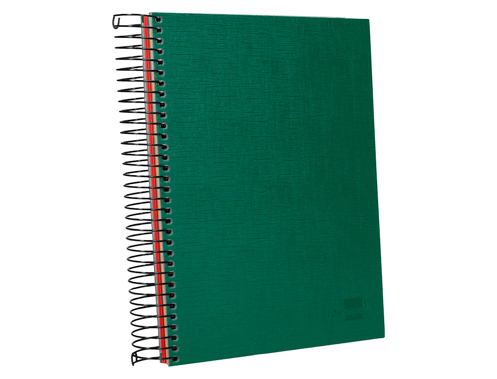 CUADERNO ESPIRAL LIDERPAPEL A5 MICRO PAPERCOAT TAPA FORRADA 140H 75GR CUADRO5MM 5 BANDA S 6 TALADROS VERDE