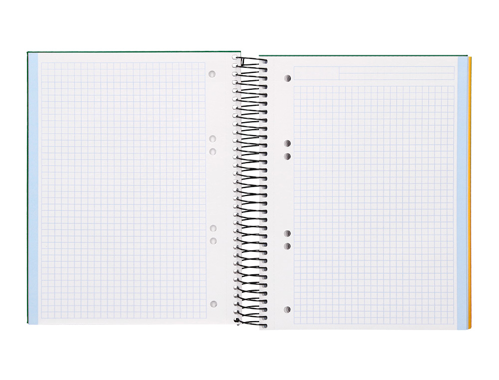 CUADERNO ESPIRAL LIDERPAPEL A5 MICRO PAPERCOAT TAPA FORRADA 140H 75GR CUADRO5MM 5 BANDA S 6 TALADROS VERDE