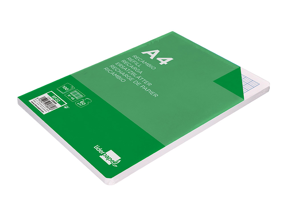 RECAMBIO LIDERPAPEL A4 100 HOJAS 60GR RAYADO N 46 4 TALADROS