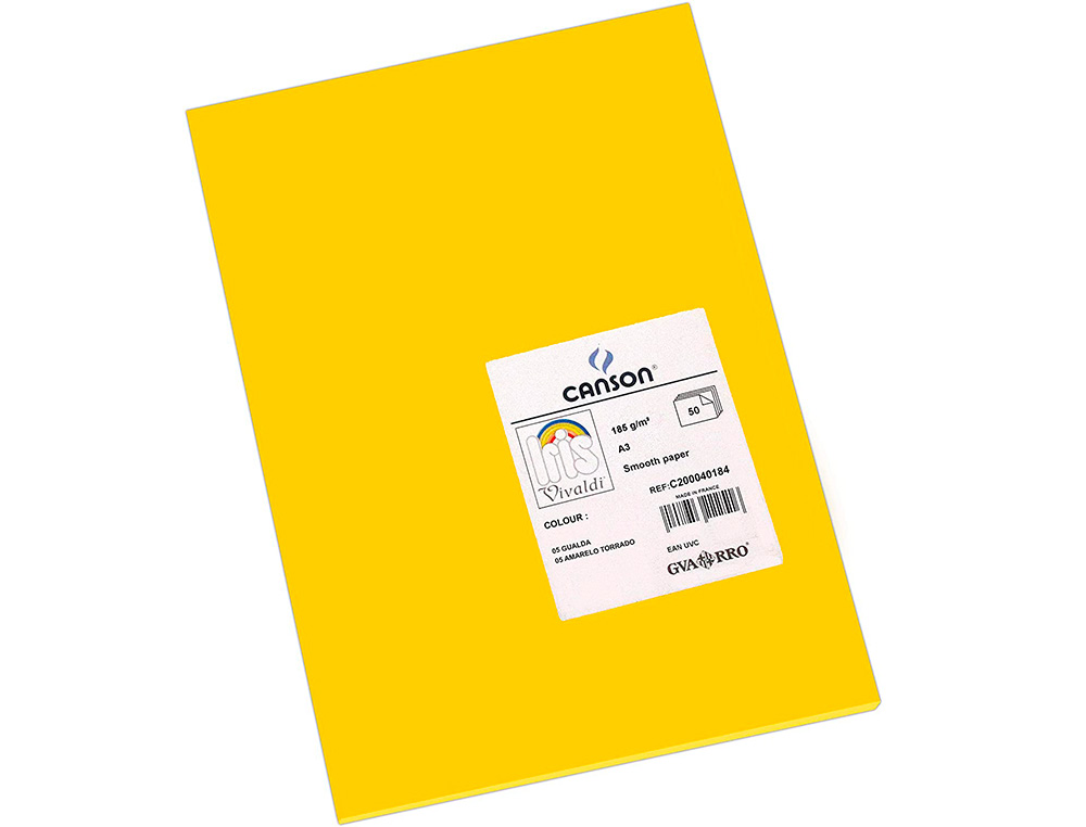 CARTULINA GUARRO DIN A3 GUALDA 185 GR GUALDA PAQUETE 50 HOJAS