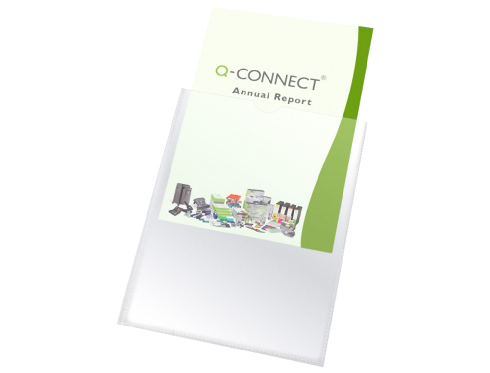 FUNDA PORTADOCUMENTO Q-CONNECT DIN A5 150 MICRAS PVC TRANSPARENTE CON UERO 148X210 MM