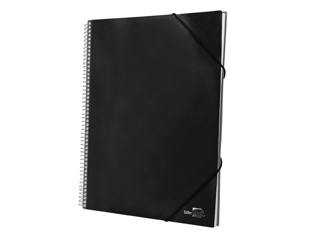 CARPETA LIDERPAPEL ESCAPARATE CON ESPIRAL 20 FUNDAS POLIPROPILENO DIN A4 NEGRO