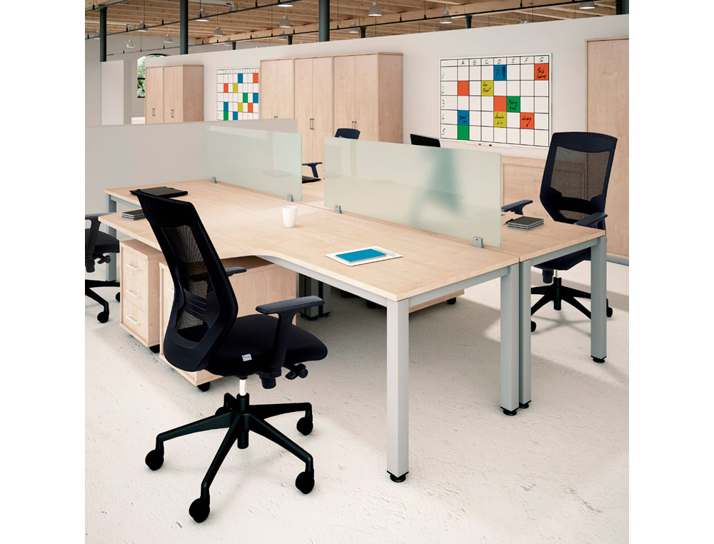 MESA OFICINA ROCADA SERIE EXECUTIVE FORMA EN L DERECHA 180X110 CM ACABADO GRIS/HAYA