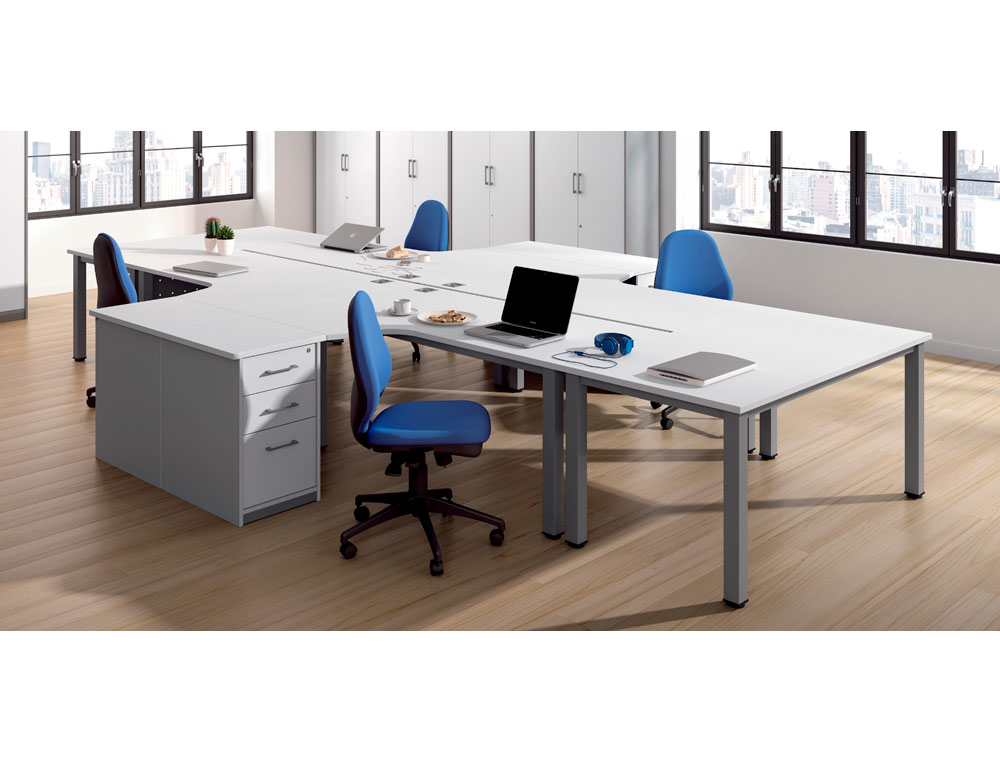 MESA OFICINA ROCADA SERIE EXECUTIVE FORMA EN L DERECHA 180X110 CM ACABADO GRIS/HAYA