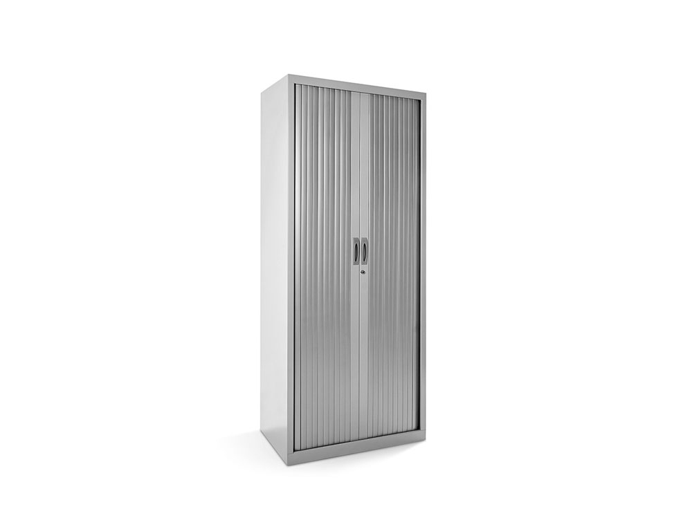 ARMARIO METALICO ROCADA DOS PUERTAS TIPO PERSIANA CON CUATRO BALDAS SERIE STORE 198X80X45 CM ACABADO GRIS/GRIS