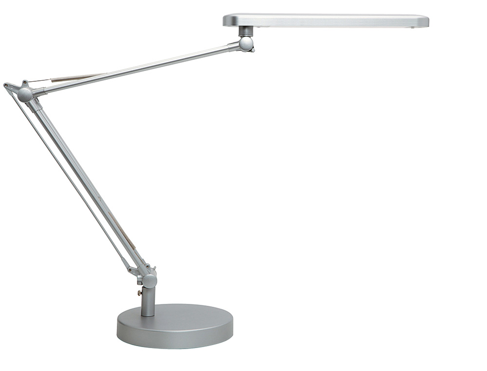 LAMPARA DE ESCRITORIO UNILUX LED 7W 665LM CABEZAL GIRO 360BRAZO 3 ARTICULACIONES GRIS METALIZADO