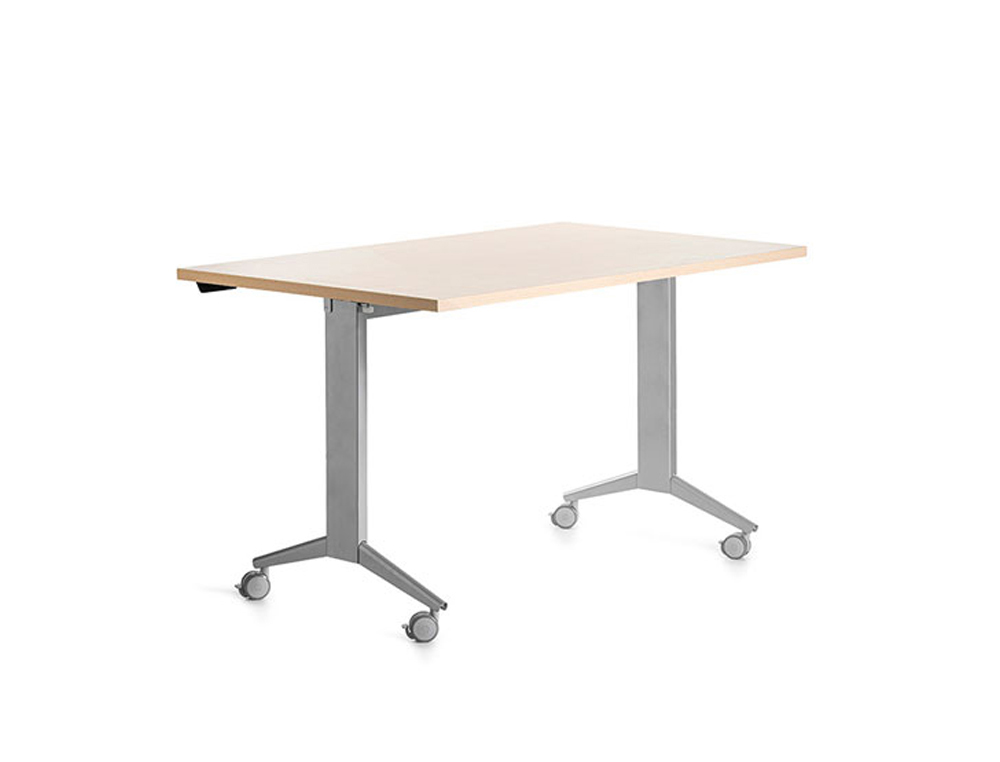 MESA DE OFICINA ROCADA 140X80CM CON TABLERO ABATIBLE 90 ACABADO FD01 GRIS/HAYA