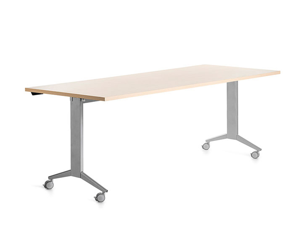 MESA DE OFICINA ROCADA 180X80CM CON TABLERO ABATIBLE 90 ACABADO FD01 GRIS/HAYA
