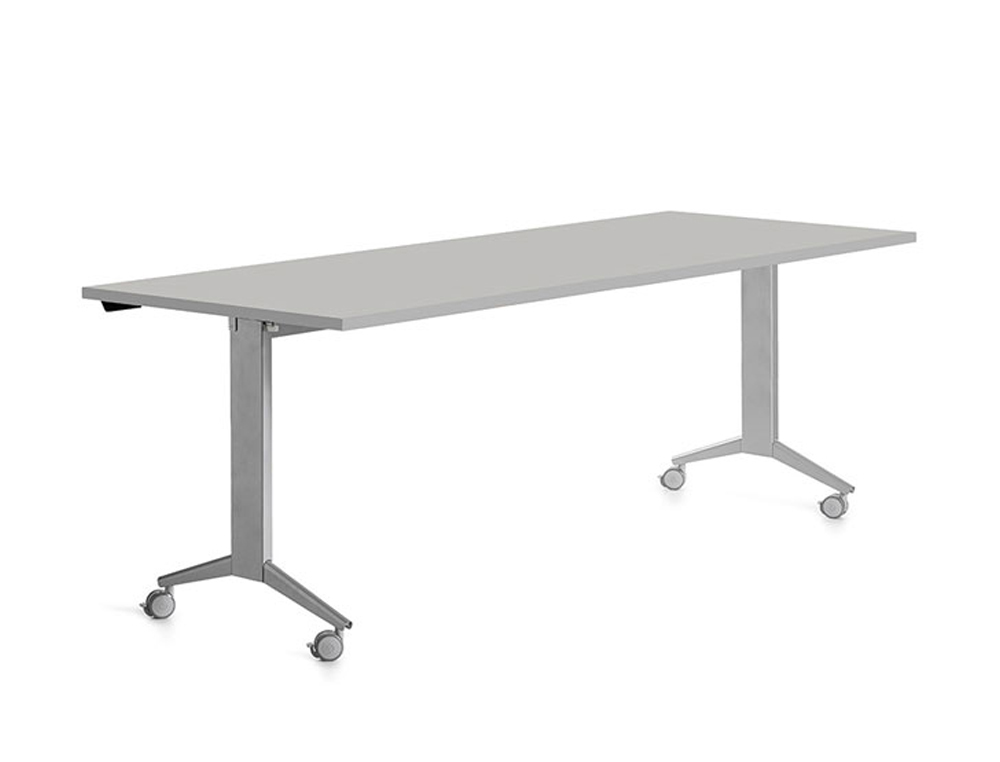 MESA DE OFICINA ROCADA 180X80CM CON TABLERO ABATIBLE 90 ACABADO FD02 GRIS/GRIS