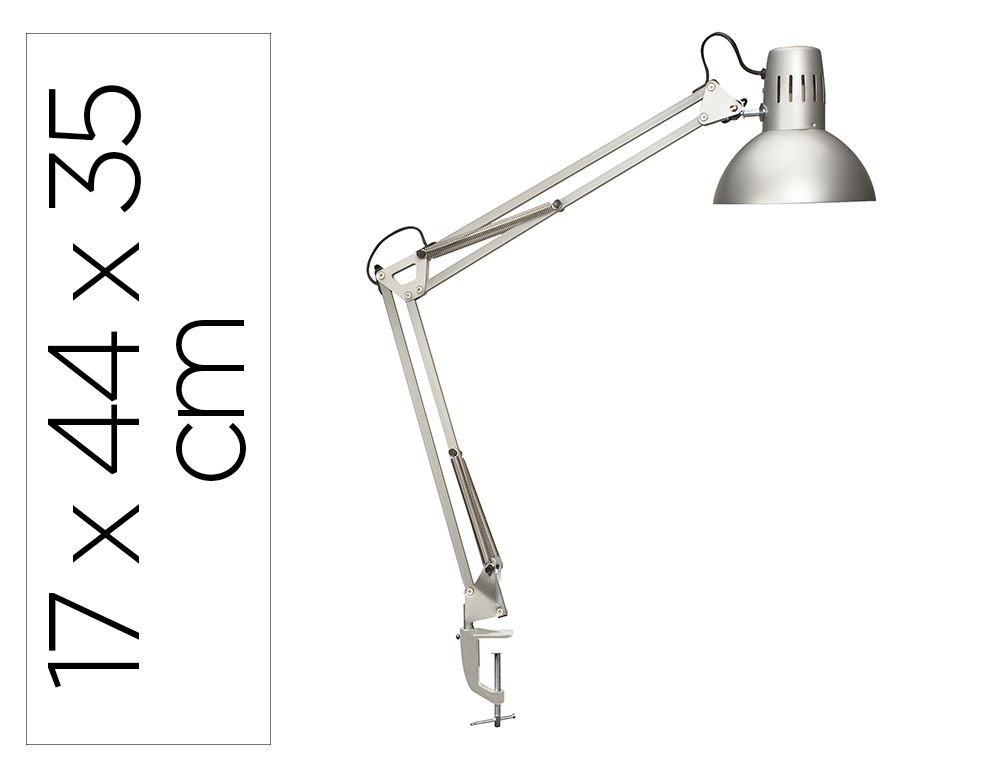 LAMPARA DE ESCRITORIO MAUL METAL 57W DOBLE BRAZO CABEZAL ORIENTABLE PINZA PLATEADA